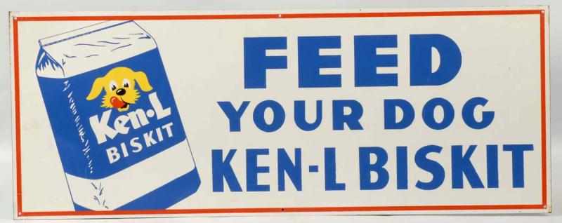 Appraisal: Tin Ken-L Biskit Dog Food Sign Description s to s