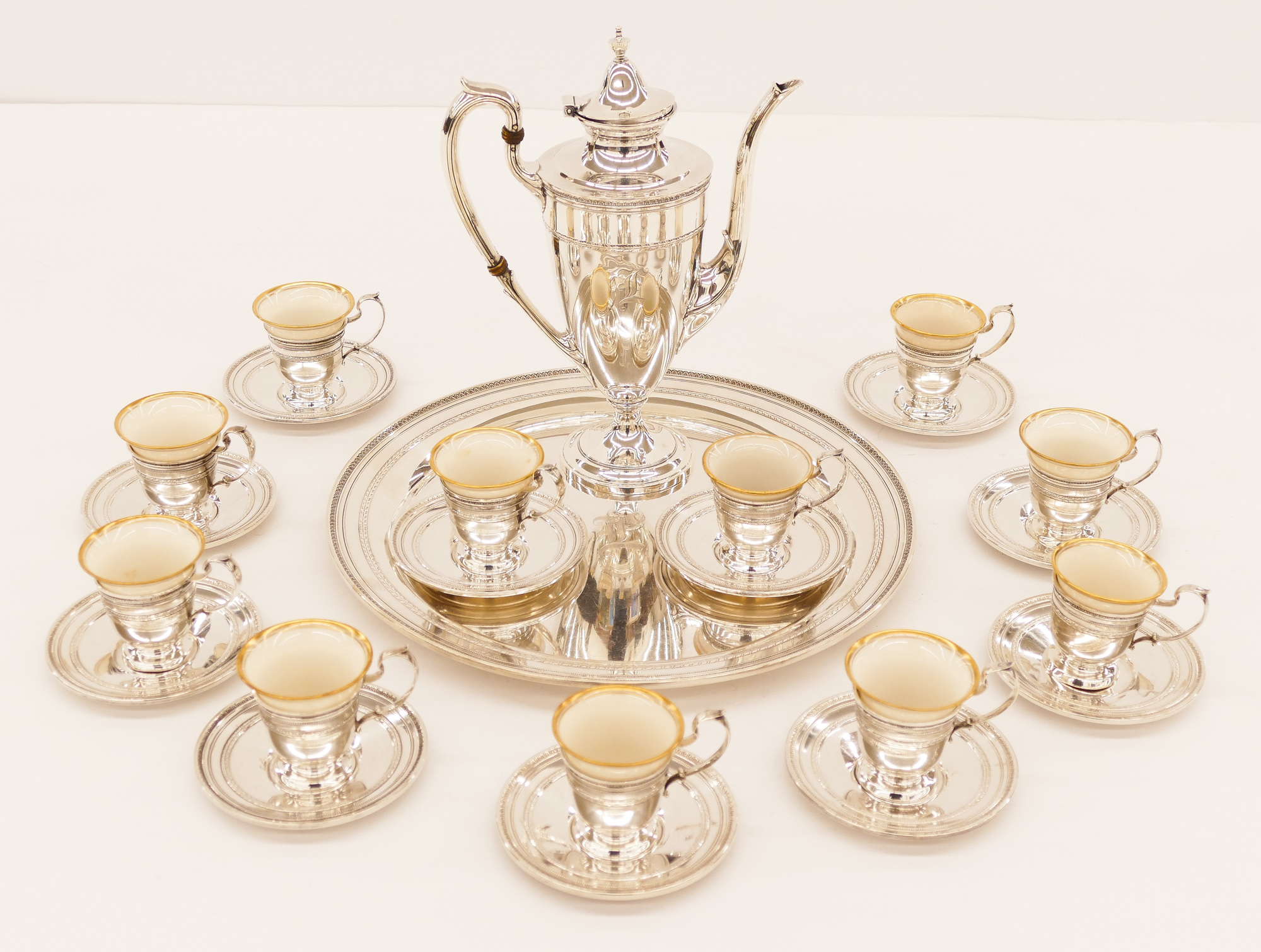 Appraisal: pc Gorham ''Edgeworth'' Sterling Demitasse Service Set Includes a teapot