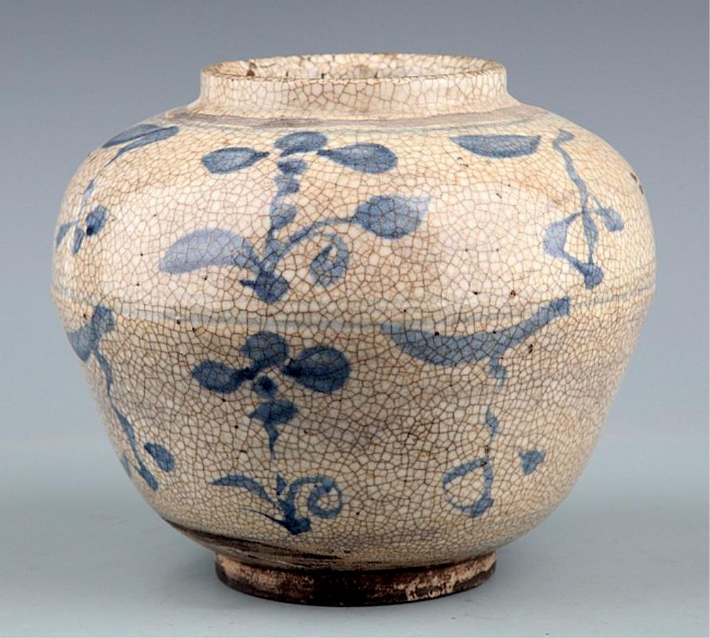 Appraisal: Ge Type Glazed Finely Painted Jar possibly late Ming Early