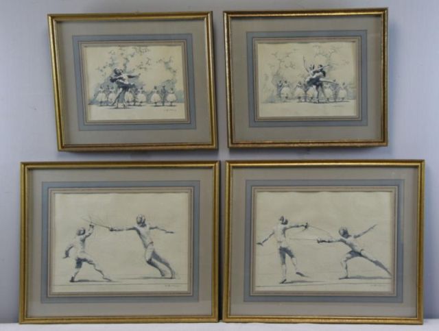 Appraisal: VON MUNCHAUSEN August Set of Ink WashDrawings All signed and