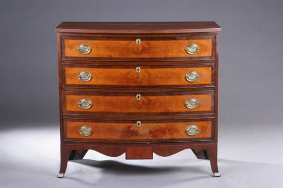 Appraisal: NEW ENGLAND FEDERAL MAHOGANY CHEST OF DRAWERS late th century