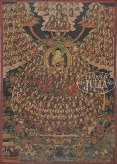 Appraisal: THANGKA PAINTING Tibet th th century Image depicting Buddha in