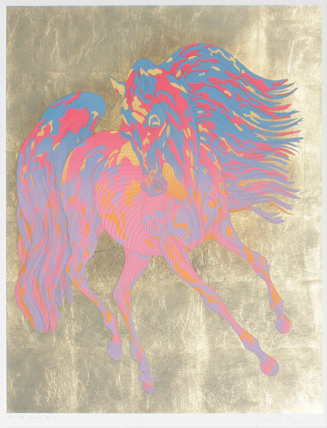 Appraisal: AZOULAY Guillaume Moroccan - ''Duke'' Gold Leaf Silkscreen Sight size