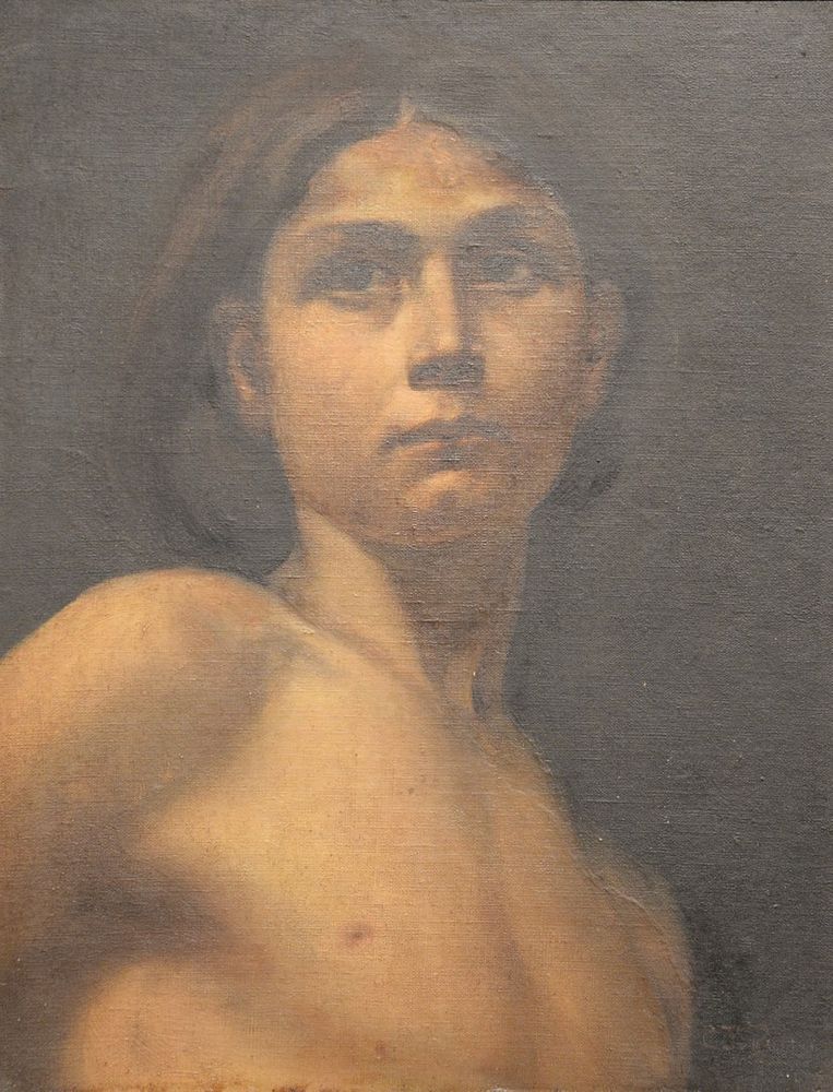 Appraisal: Charles Ethan Porter - oil on canvas portrait figure study