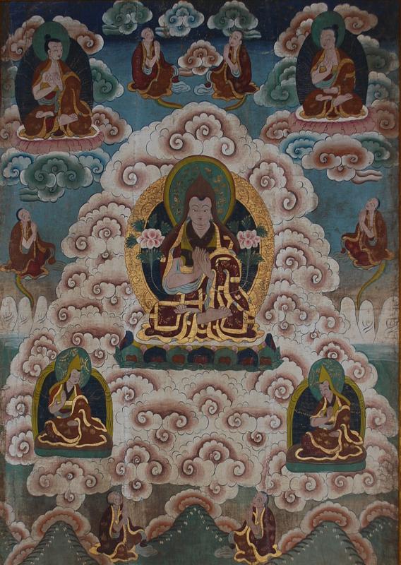 Appraisal: BUDDHIST THANGKA CLOTH GOUACHE ON CLOTH BUDDHIST THANGKA CLOTH GOUACHE