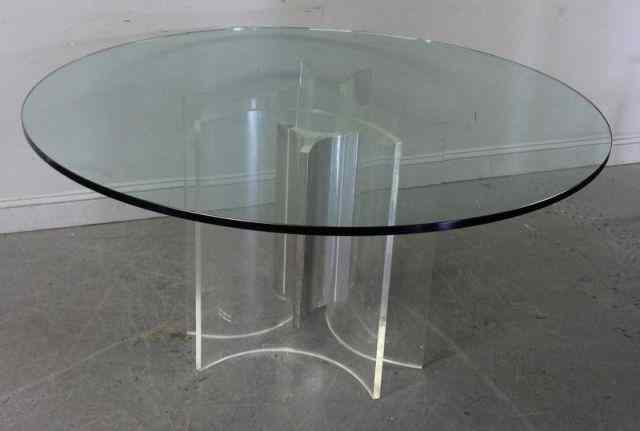 Appraisal: Round Glass Top and Lucite Table From a Scarsdale NY