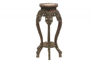 Appraisal: TALL CHINESE VASE STAND Classic Ming Form Carved and Reticulated