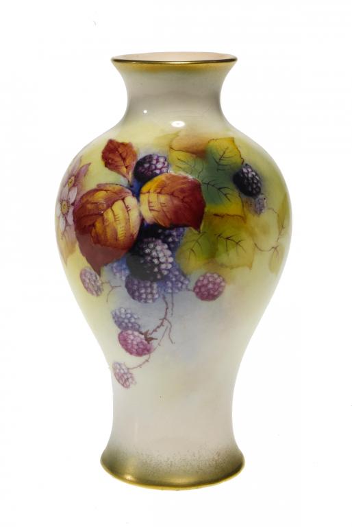 Appraisal: A ROYAL WORCESTER VASE of inverted baluster shape painted by