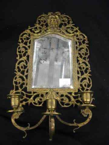 Appraisal: Victorian Bronzed Wall Mirror god at top trio of candle