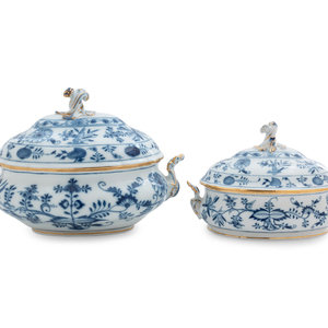 Appraisal: Two Meissen Blue Onion Porcelain Tureens Late th Early th