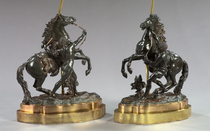 Appraisal: Good Large Pair of Bronze-Patinated Spelter Figure Groups of The