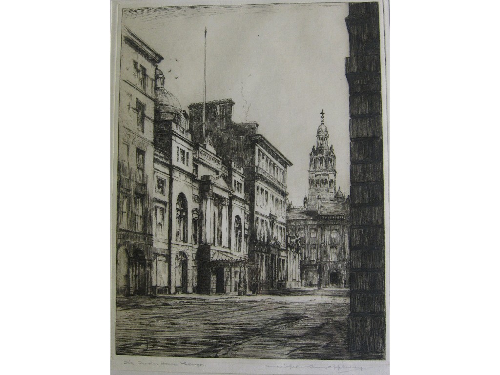 Appraisal: WILFRED CRAWFORD APPLEBY Etching 'The Trades House Glasgow' signed on