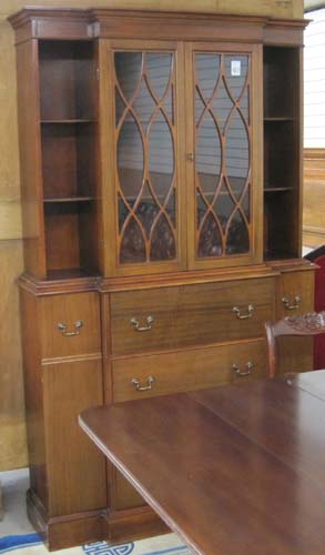 Appraisal: FEDERAL STYLE MAHOGANY BREAKFRONT SECRETARY BOOKCASE CHINA CABINET American mid-