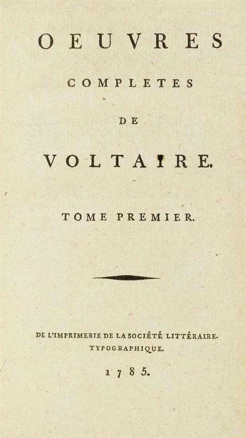 Appraisal: VOLTAIRE Fran ois Marie Arouet dit Oeuvres compl tes Kehl