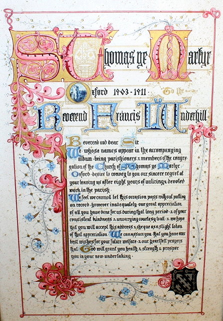 Appraisal: AN ILLUMINATED ADDRESS ON VELLUM to the Reverend Francis Underhill