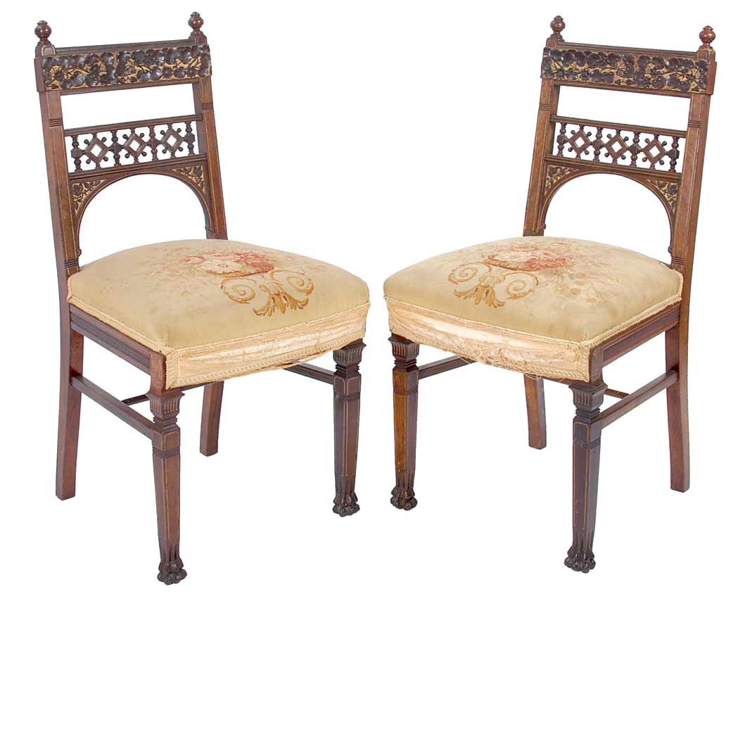 Appraisal: Pair of American Aesthetic Movement Carved and Incised Rosewood Aubusson