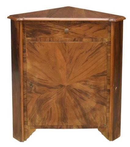 Appraisal: Italian Art Deco corner cabinet c s in matched figured