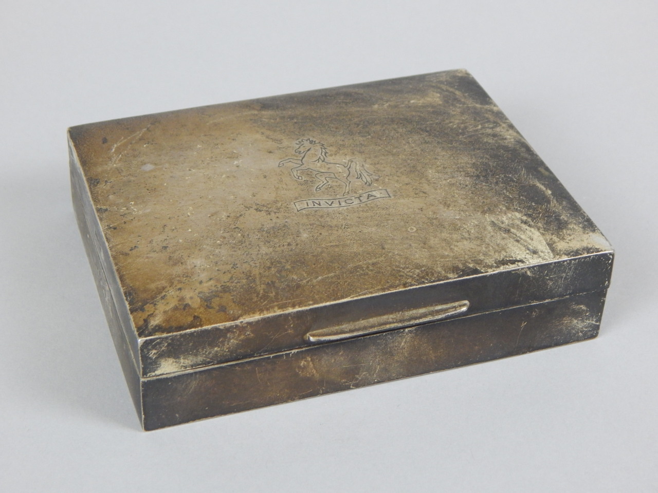 Appraisal: An Elizabeth II rectangular silver cigarette box the hinged lid