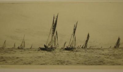 Appraisal: WILLIAM LIONEL WYLLIE Fishing Fleet on the High Seas etching