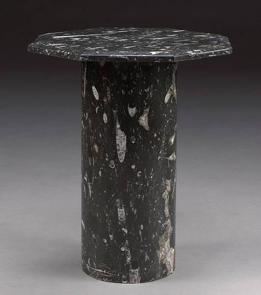 Appraisal: Pedestal with Ancient Squid Devonian Morocco A polished octagonal surface