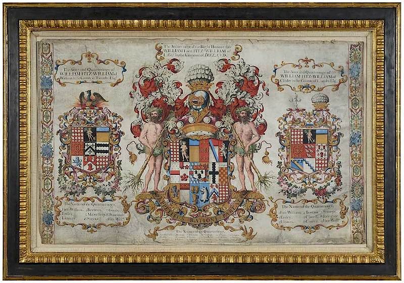 Appraisal: Triple Coat of Arms for the Fitzwilliam Nobility Irish or