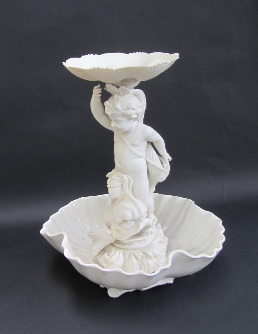 Appraisal: A Copeland parian centrepiece fountain modelled with a putti riding