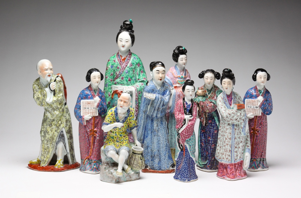 Appraisal: Most likely mid th century Standing figures in polychrome robes