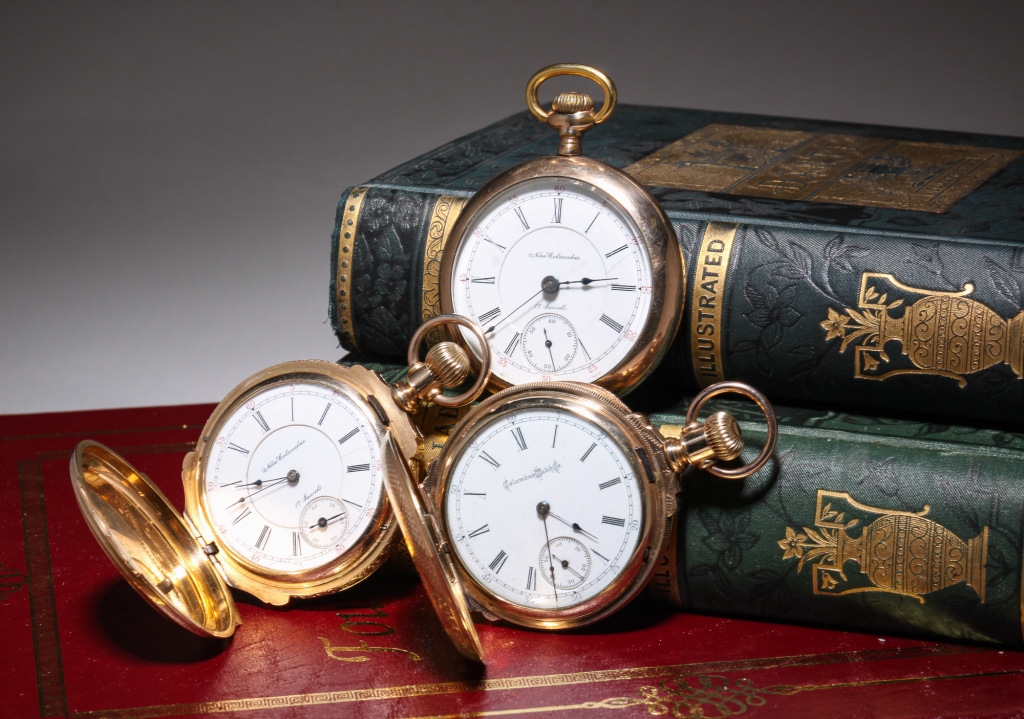 Appraisal: THREE NEW COLUMBUS POCKET WATCHES American late th century Three