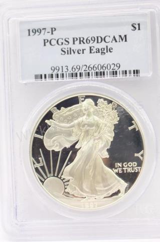 Appraisal: One PCGS Slabbed Silver Eagle PR DCAM -P