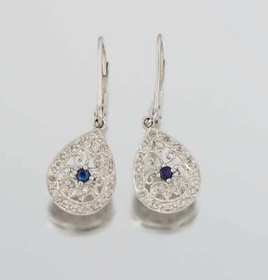 Appraisal: A Pair of Diamond and Sapphire Earrings k white gold