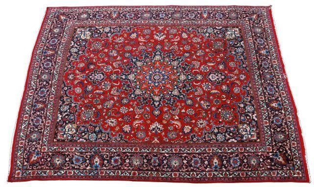 Appraisal: Hand-tied Persian Mashad rug signed approx ' l ' w