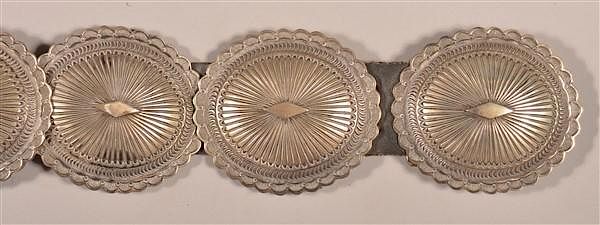 Appraisal: Vintage Navajo Sterling Silver Concho Belt Vintage Navajo Sterling Silver