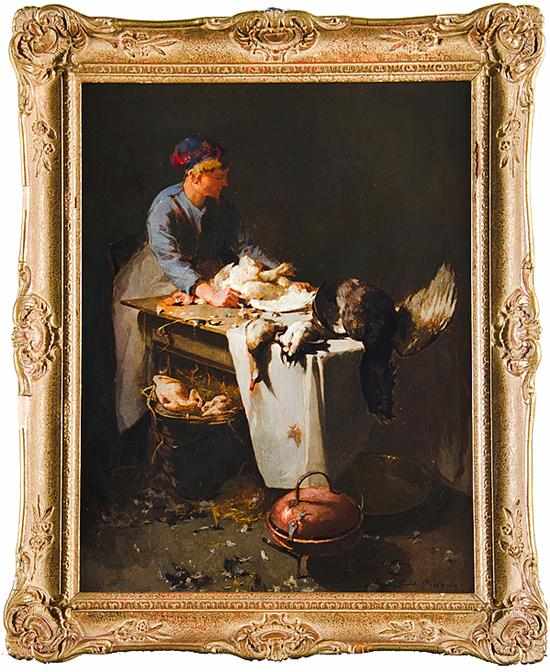 Appraisal: Emil Carlsen New York California - YOUNG GIRL PREPARING POULTRY