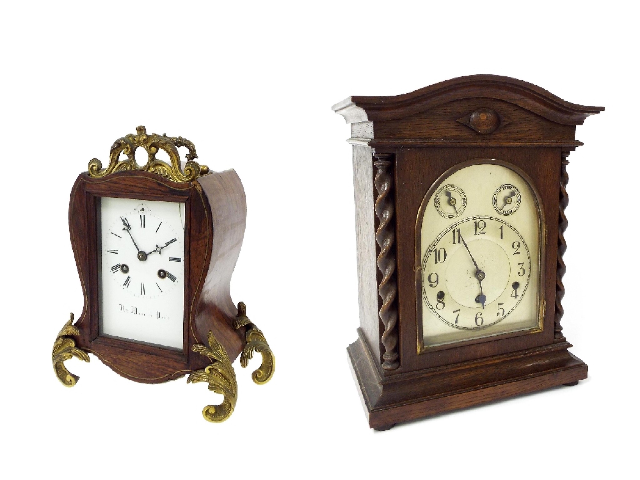 Appraisal: Oak three train mantel clock striking on five rods the