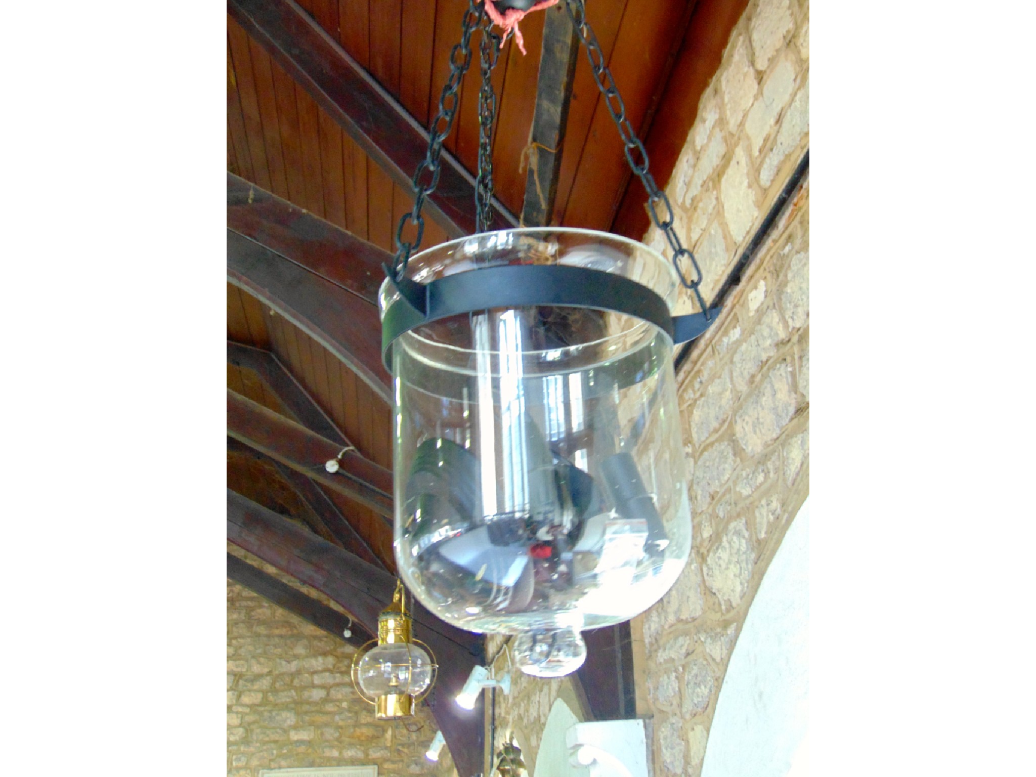 Appraisal: A pair of contemporary clear glass ceiling lights of domed