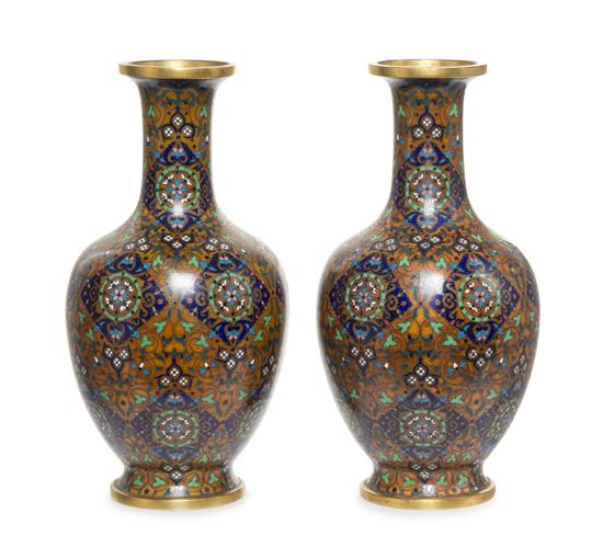 Appraisal: Sale Lot A Pair of Cloisonne Enamel Vases late th