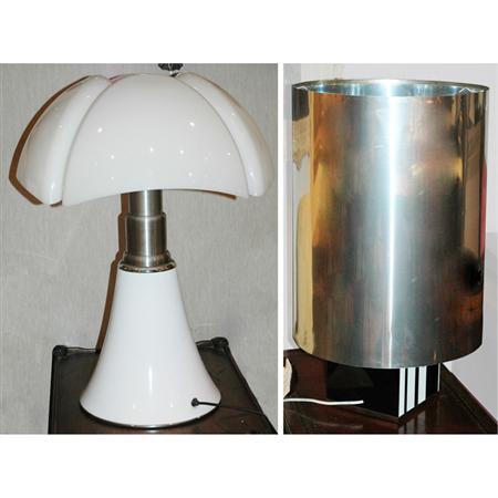 Appraisal: Two Modern Style Plastic and Metal Lamps Estimate -