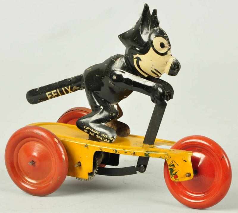 Appraisal: Tin Gunthermann Felix on Scooter Wind-Up Toy Description German Working