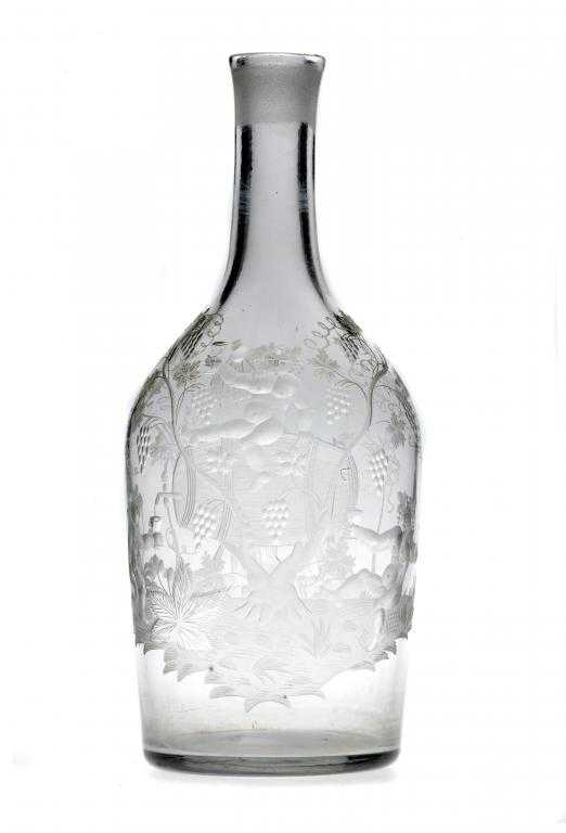 Appraisal: AN ENGLISH GLASS DECANTER of sugar loaf form engraved with