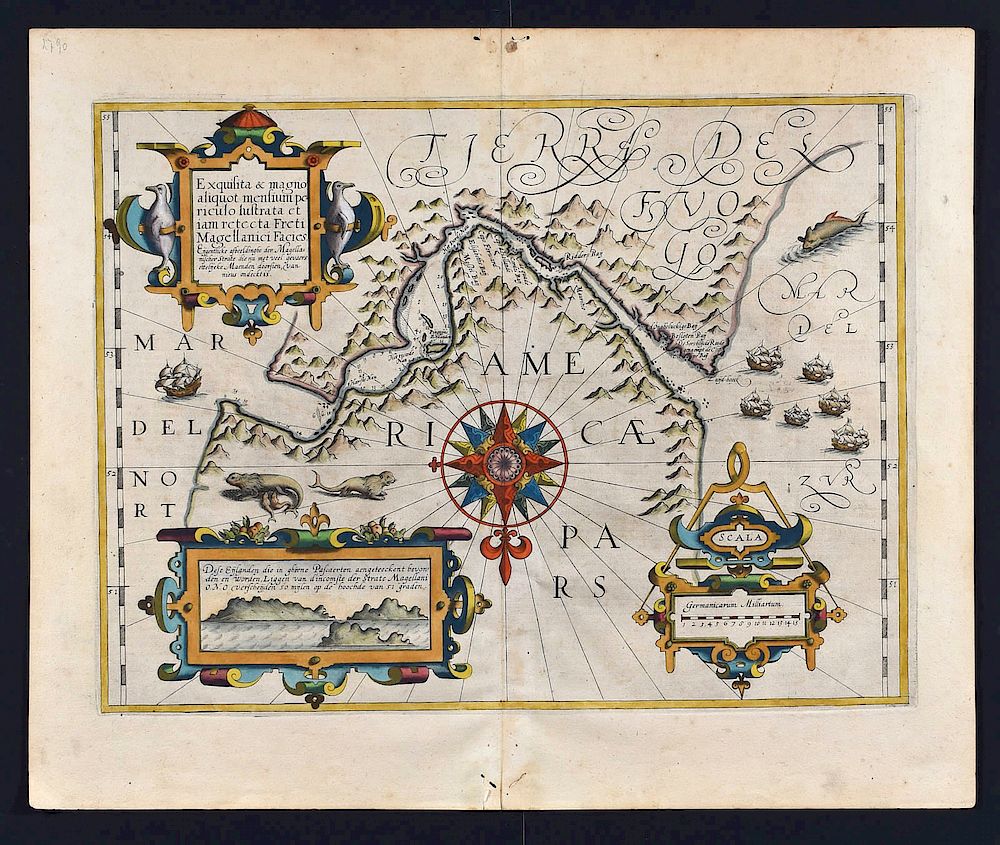 Appraisal: Mercator Hondius Map of the Straits of Magellan ca Gerardus