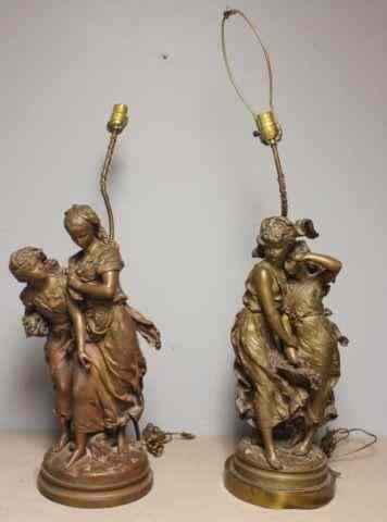 Appraisal: MOREAU Hippolyte Figural Groupings - As Lamps Both signed on