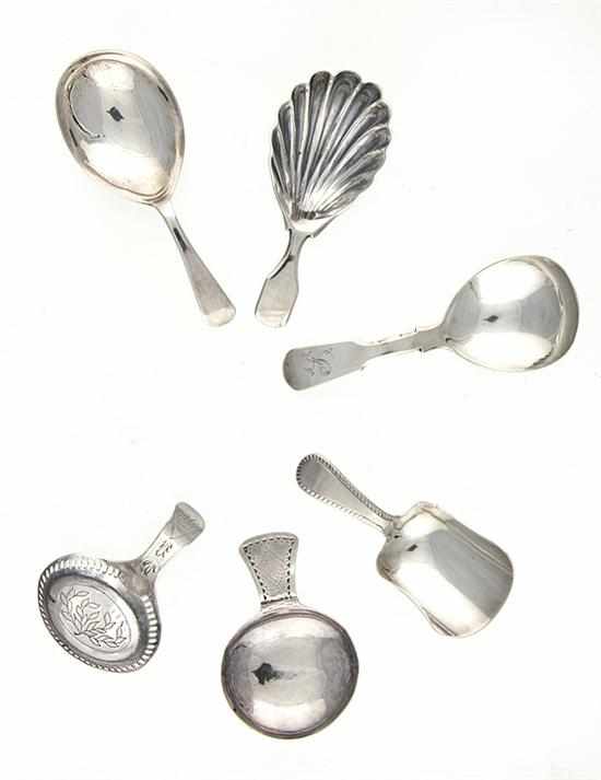 Appraisal: Collection of Georgian sterling tea caddy scoops London and Birmingham