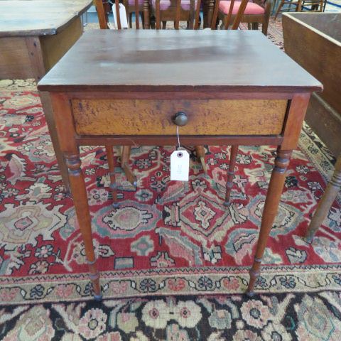 Appraisal: Period One Drawer Stand birdseyemaple on drawer tall square top