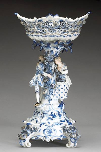 Appraisal: A Meissen porcelain 'Blue Onion' figural centerpiece late th early