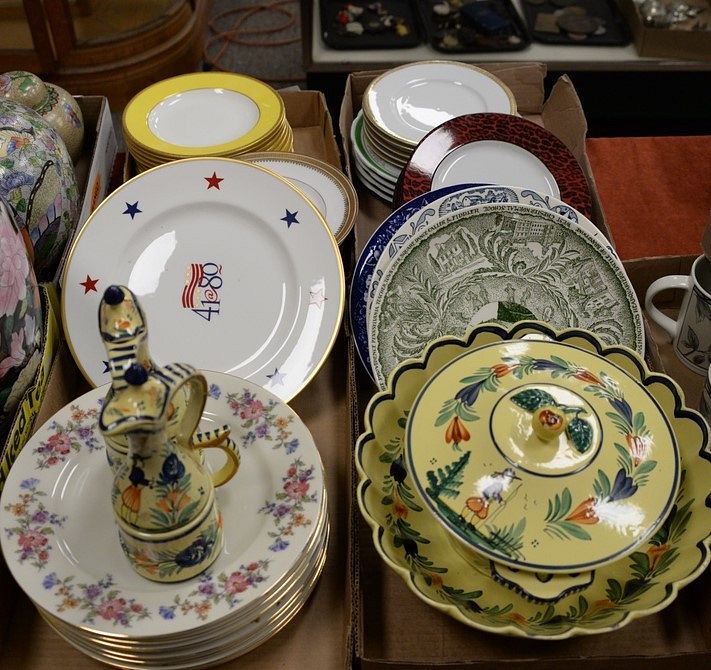 Appraisal: Four tray lots of porcelain plates and dishes Quimper Royal