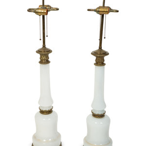 Appraisal: A Pair of French White Opaline and Bronze Mounted Table