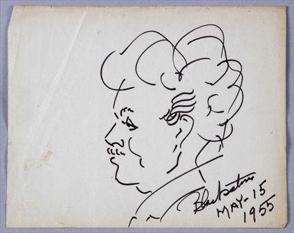 Appraisal: MAGIC BLACKSTONE HARRY SELF CARICATURE BLACK MARKER - SIGNED AND