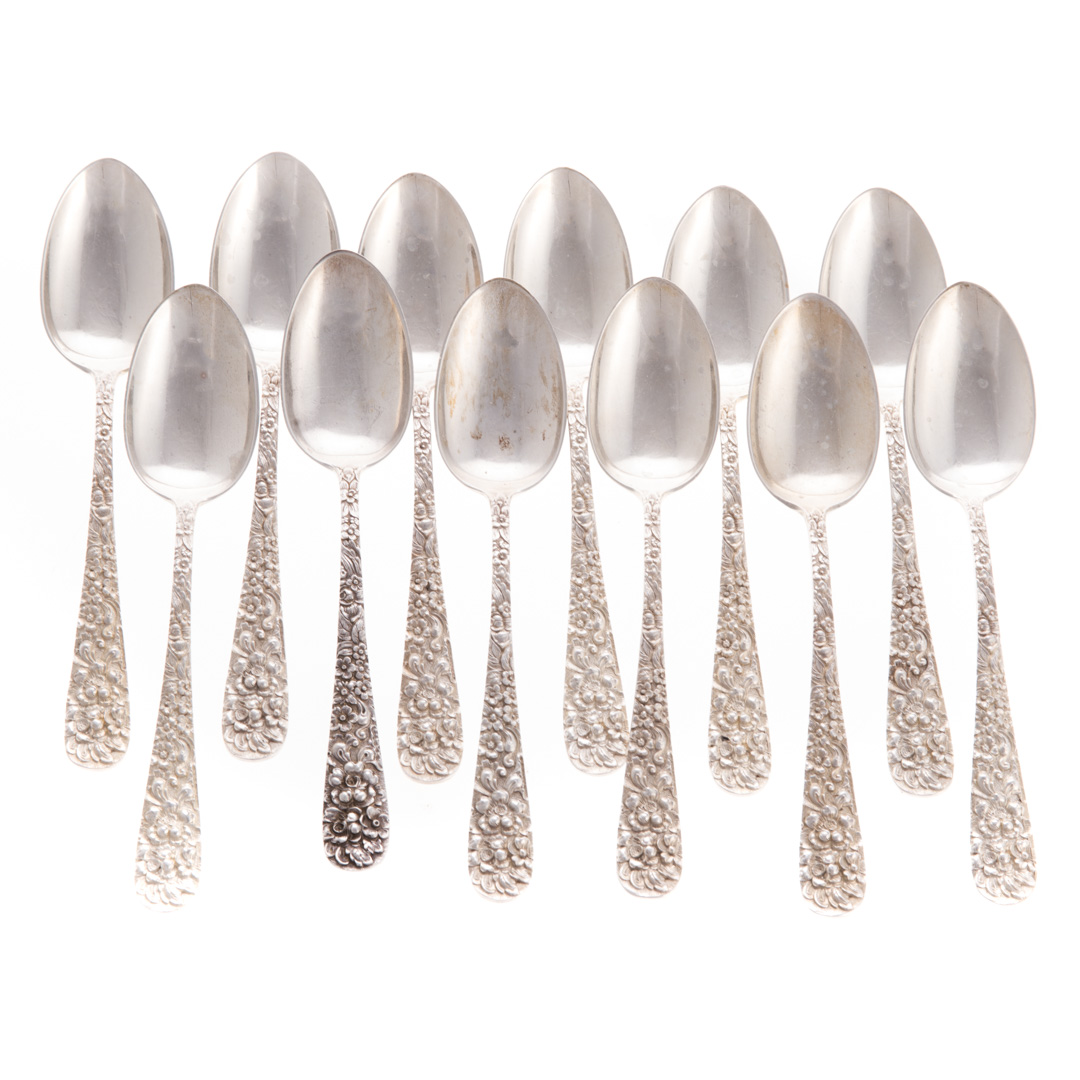 Appraisal: Set of Stieff Rose sterling teaspoons medium trade weight ozt