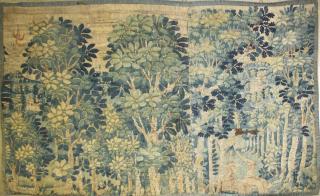 Appraisal: th c Flemish verdure pieced tapestry fragment with trees animals