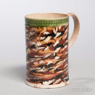 Appraisal: Creamware Pint Mug probably Staffordshire England c green-glazed rouletted rim